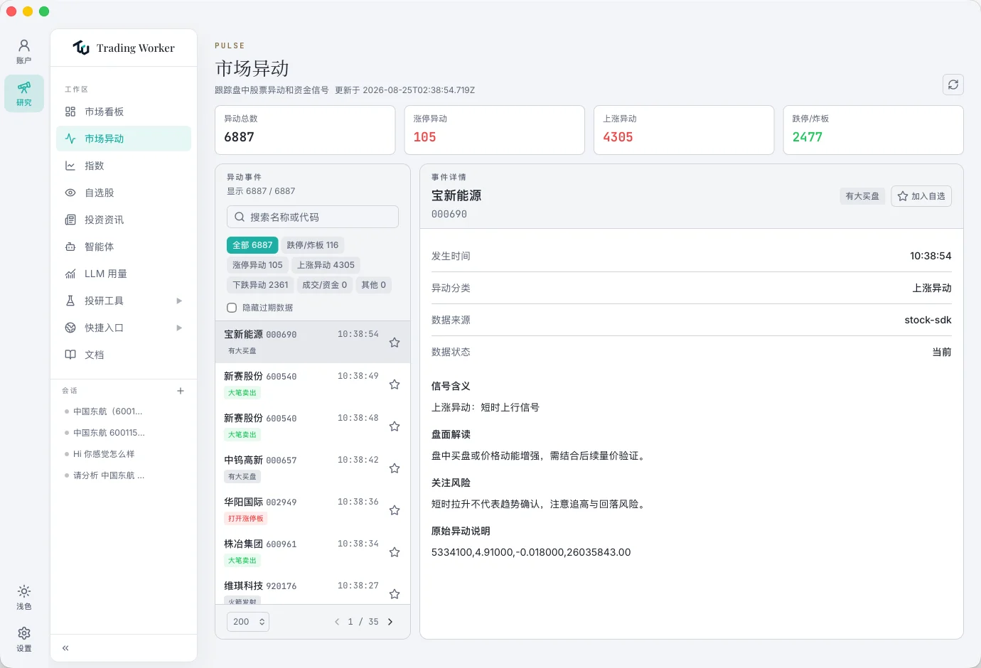 市场脉搏 · 亮色界面